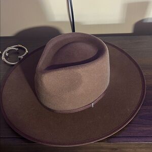 Brown Wide Brim Fedora Hat
